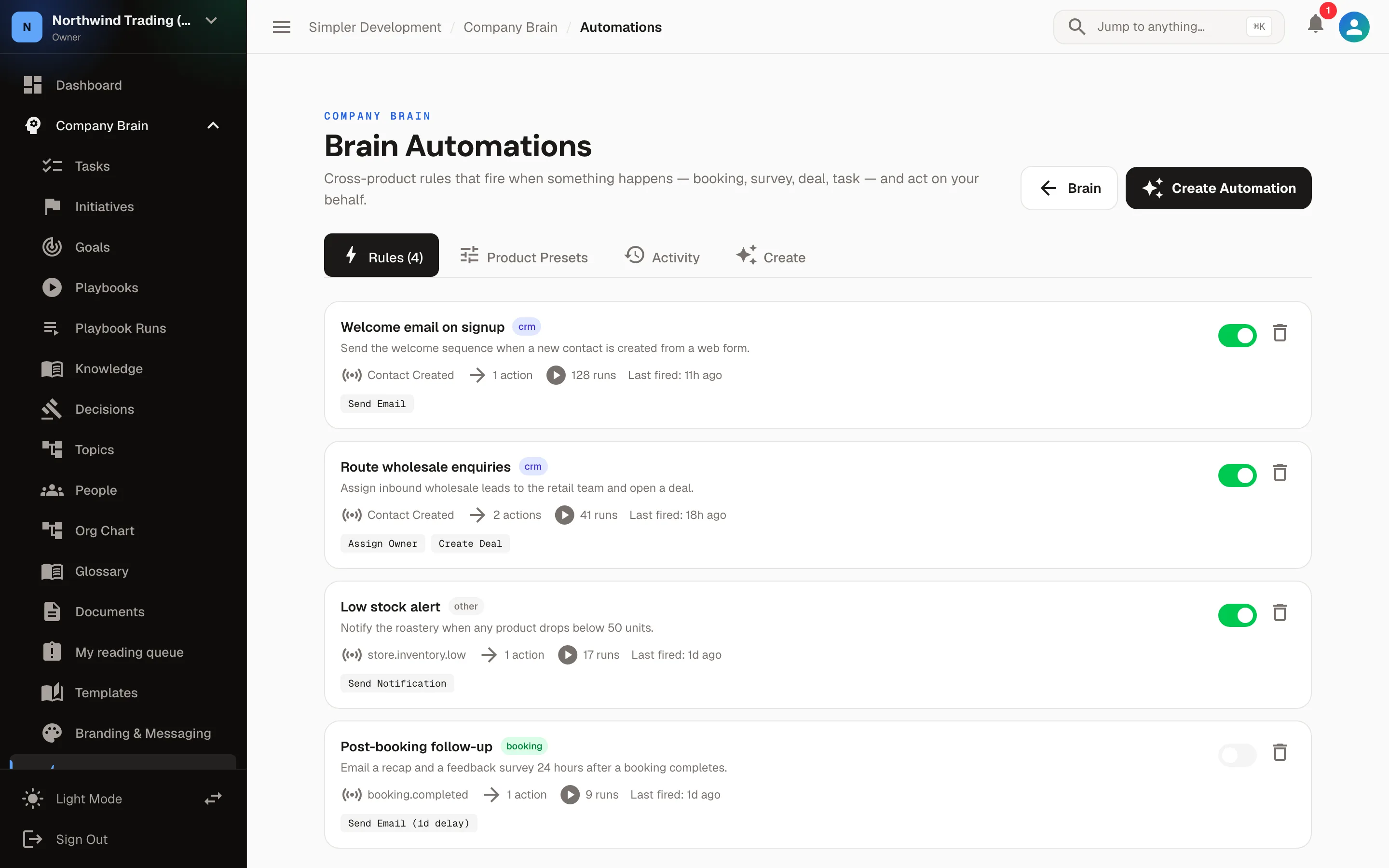 Automations & Workflows — Workflows
