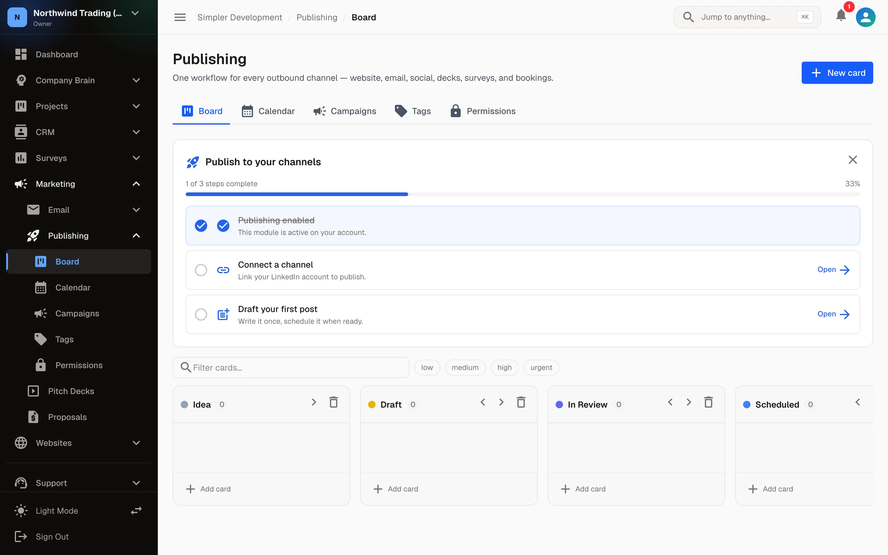 Publishing & Editorial Calendar — Board